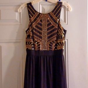 Gianni Bini Black / Gold Sleeveless Floor  Length Dress size 0